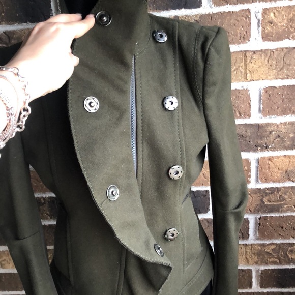 BCBG Maxazria Wool Cashmere Military Style Jacket - Picture 5 of 12